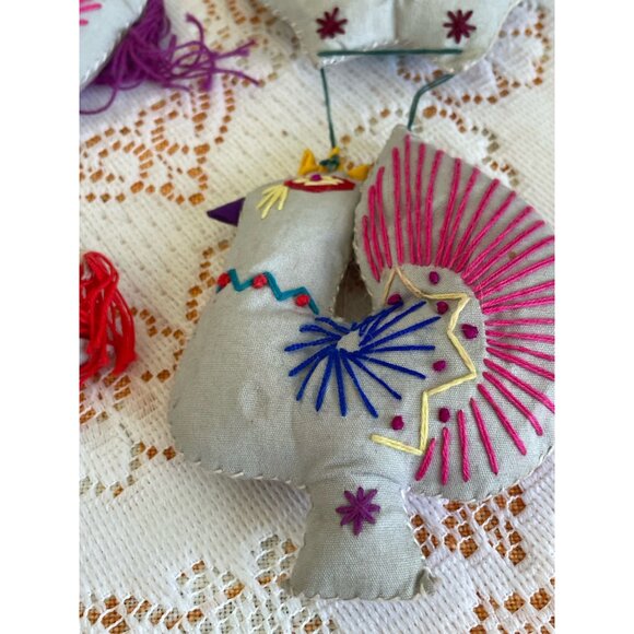 Vintage Folk Art Garland Ornaments Chinese Animals Embroidered Signs Of Zodiac - Picture 4 of 12